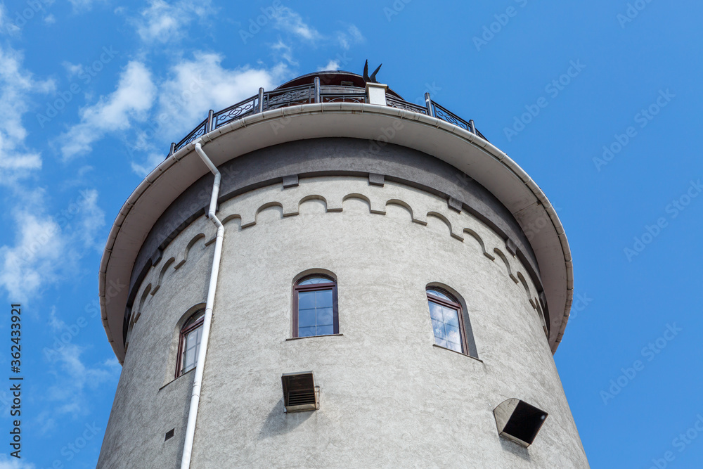 Kaliningrad-Russia-June 25, 2020: the lighthouse in the Fishing village in Kaliningrad