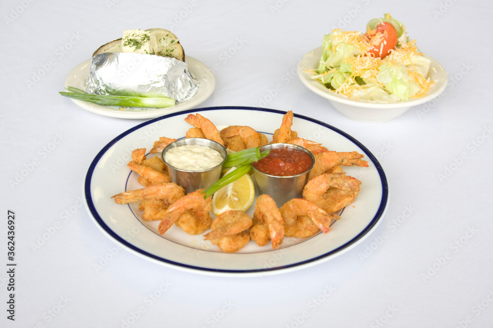 Shrimp Seafood Dinner and sauces Shrimp Seafood Dinner and sauces