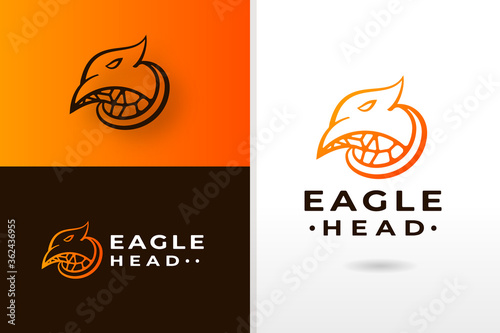 eagle head wildlife animal gradient color logo design premium vector