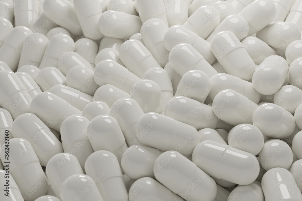 Obraz premium white pills background 3D