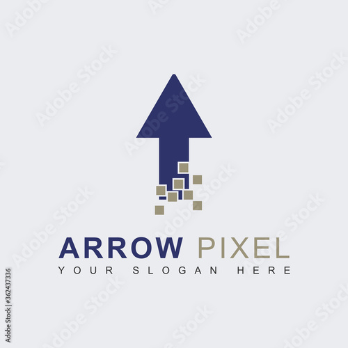 Free Download Arrow up direction and pixel shapes logo design template. Symbol flat graph of grow, profit, and goal corporate business. Vector illustration can use for brand identity company technology trading - GFXLoad