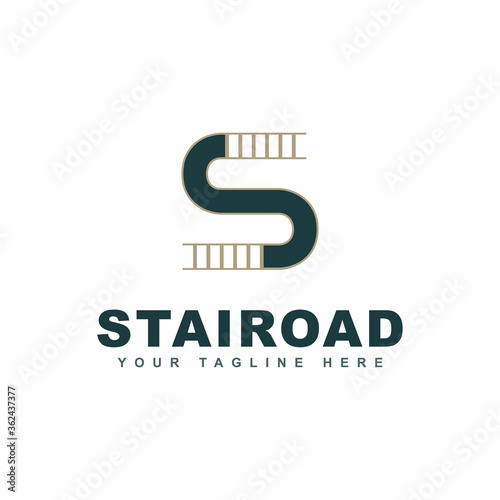 Letter s logo design template a combination road way and stair shapes. Symbol of Industrial construction. Typography vector can use for brand identity corporate business, development company