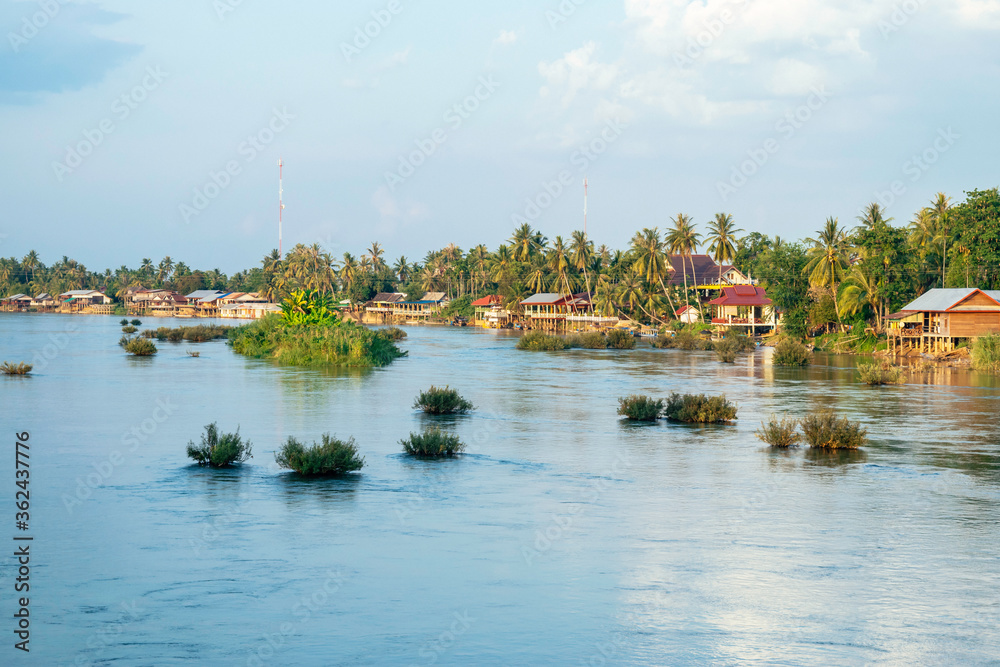 Traditional construction at 4000 thousand islands, Mekong river in Laos.