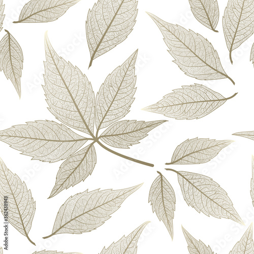 Seamless pattern with  leaf veins. Vector illustration.