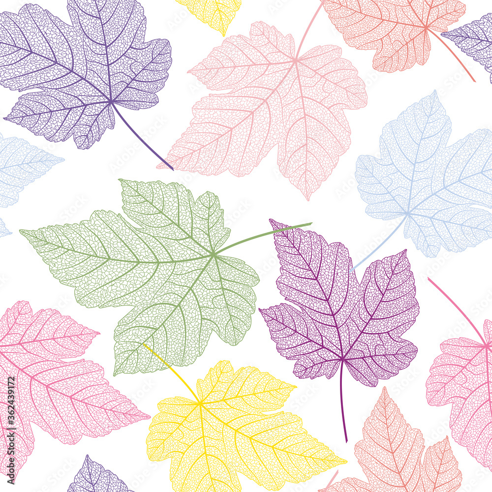Seamless pattern with  leaf veins. Vector illustration.
