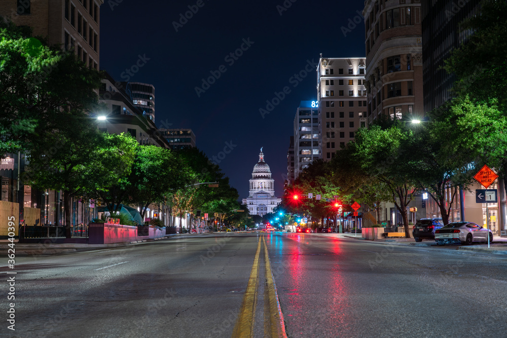 Low Angle View of the Austin Texas Capitol At Night