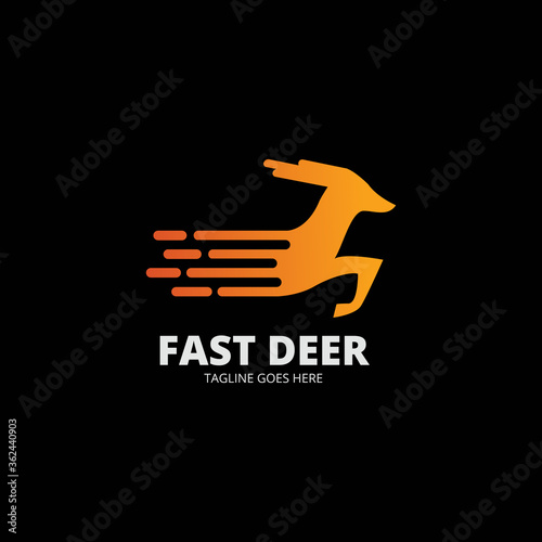 Elegant Fast Deer logo template vektor. Creative symbol. Emblem. Animal logo with speed