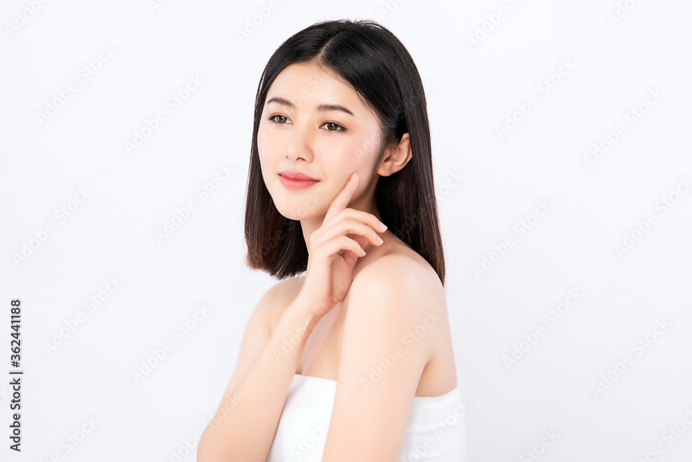 Beauty Woman face Portrait, Beautiful Young Asian Woman with Clean Fresh Healthy Skin, Facial treatment. Cosmetology, beauty and spa, isolated on white background. Beauty Woman face Portrait, Beautiful Young Asian Woman with Clean Fresh Healthy Skin, Facial treatment. Cosmetology, beauty and spa, isolated on white background.
