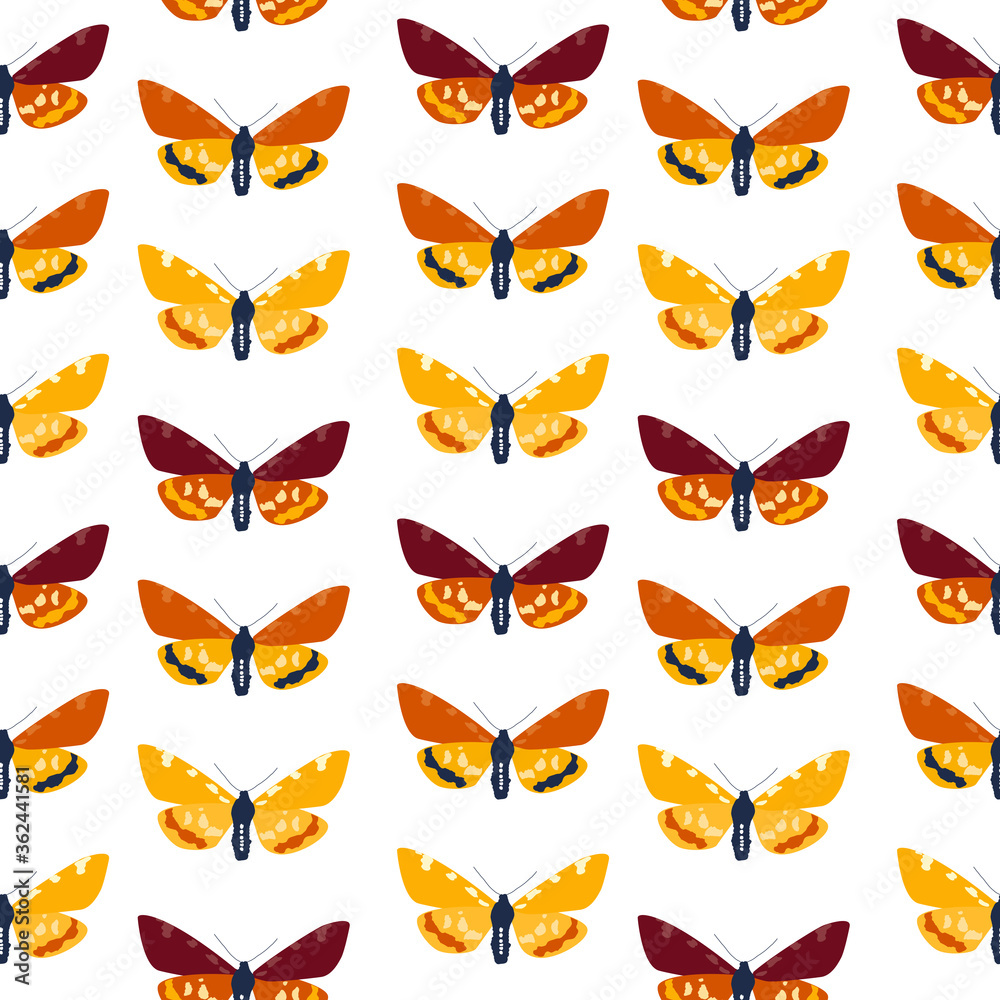 Abstract Hand Drawn Butterfly seamless pattern. Vector Illustration