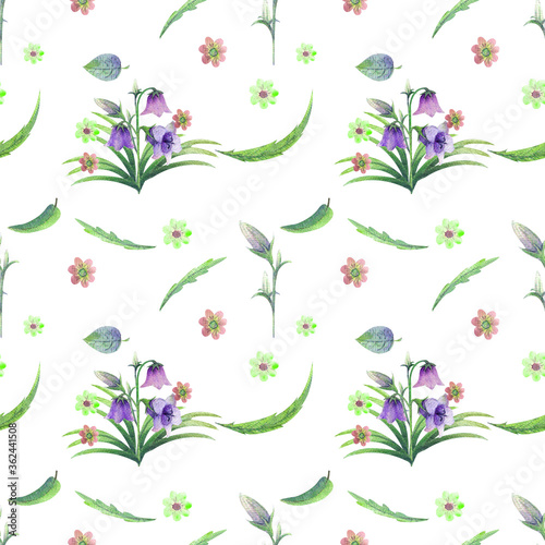 Seamless pattern with spring flowers and leaves. Hand drawn background. floral pattern for wallpaper or fabric.