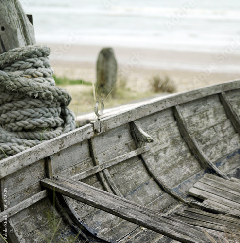 Worn out fishing boat photo