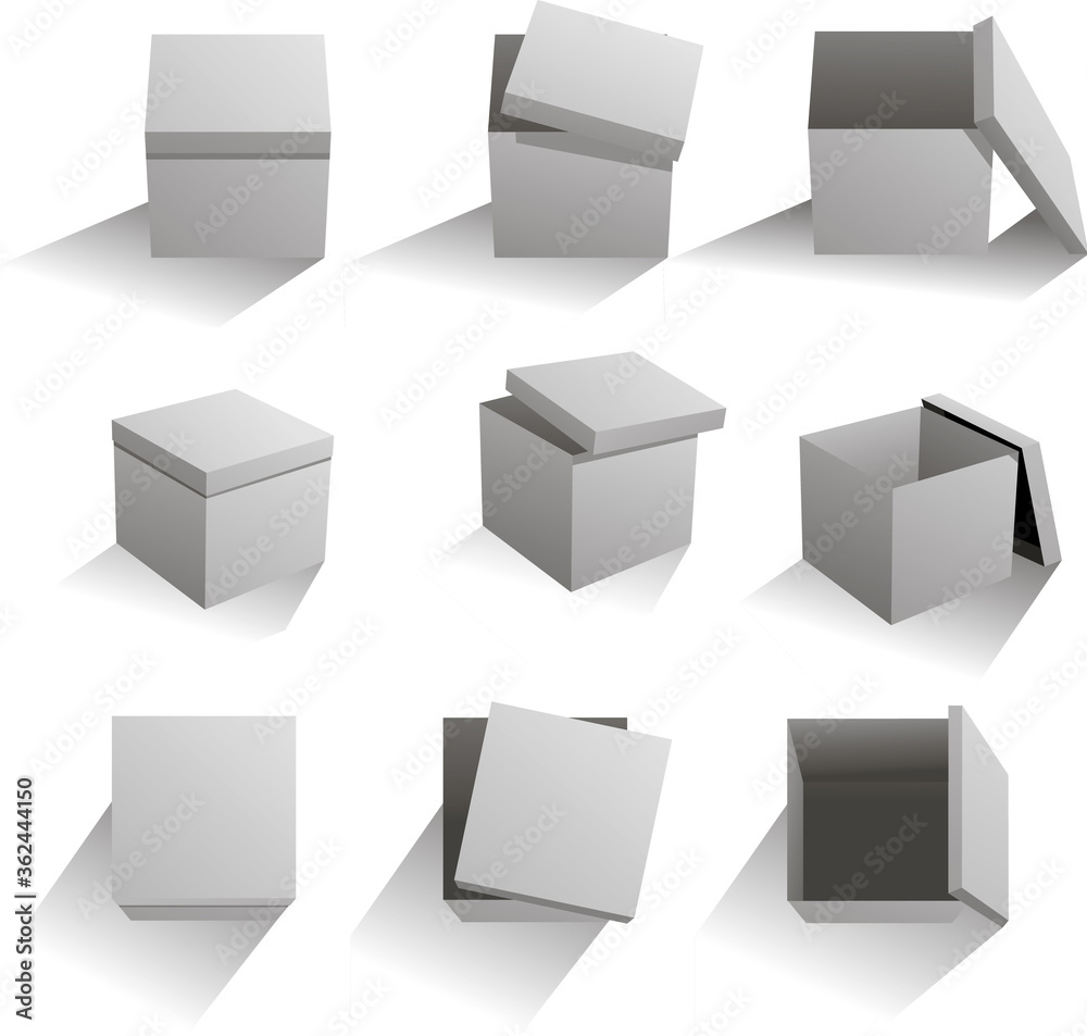 Vector set of gray boxes.