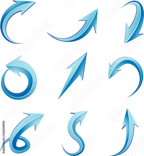 Vector 3D icons of arrows.