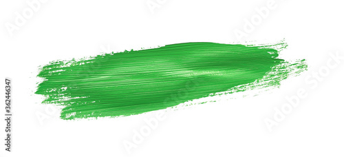 Green chroma brush stroke paiting over isolated background, canvas watercolor texture