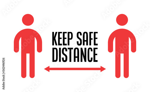 Keep your distance. Social preventive measure for coronavirus prevention. Warning sign with person icon.