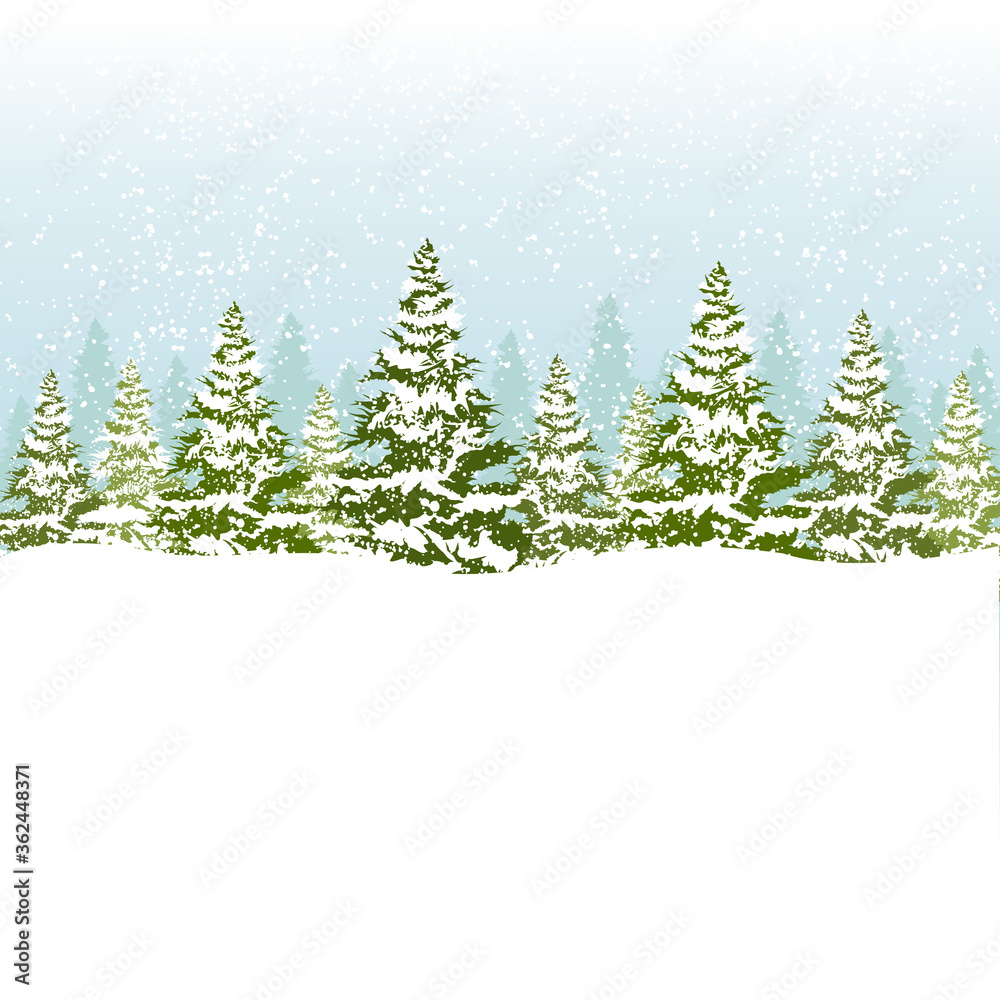 Vector illustration of christmas forest.