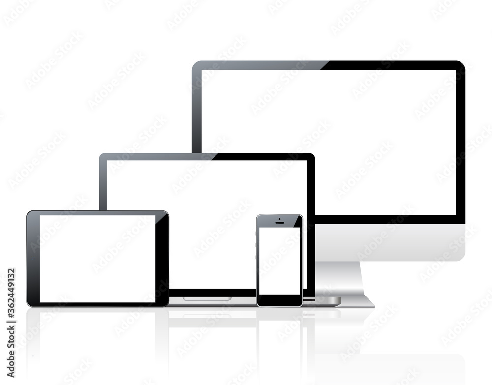 Vector device set isolated on white background. Vector device set isolated on white background.