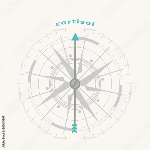 Hormone cortisol. . Health care concept illustration. Compass symbol on geometry pattern