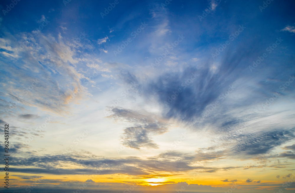 Fototapeta premium colorful dramatic sky with cloud at sunset