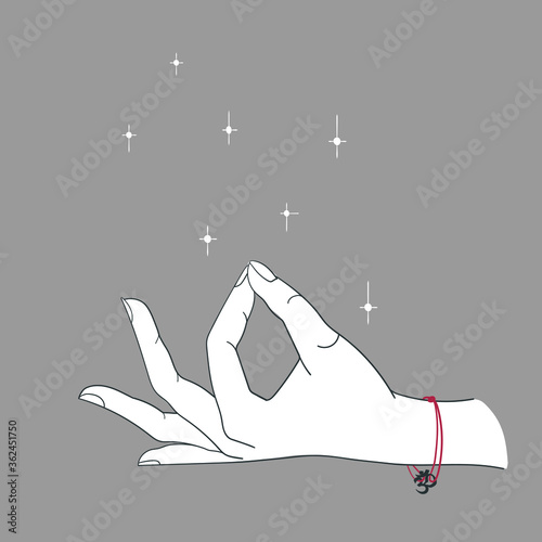 magic hand drawn, yoga mudras, meditation vector illustration