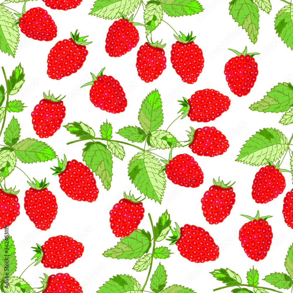 raspberry seamless pattern. background with red berries raspberry seamless pattern. background with red berries