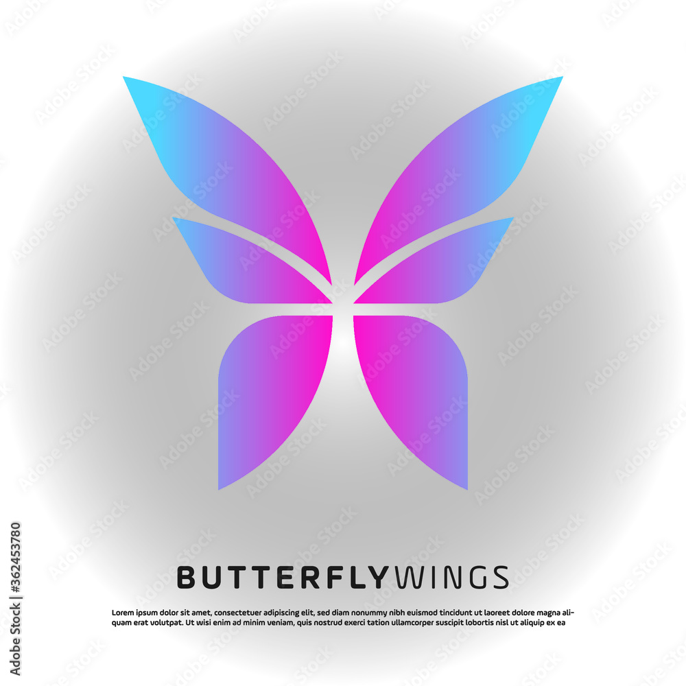Butterrfly wings with gradient blue and pink color vector 