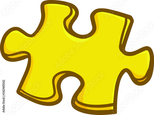 Cute and funny simple yellow piece of jigzaw puzzle photo