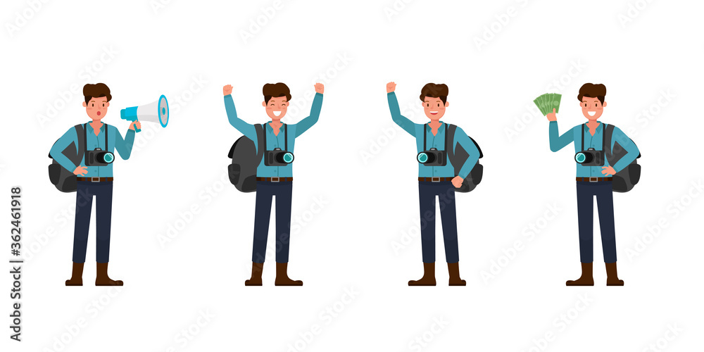 Photographer Man character vector design. Presentation in various action.