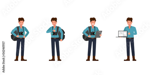 Photographer Man character vector design. Presentation in various action.