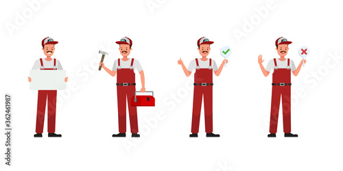 Plumber Man character vector design. Presentation in various action.