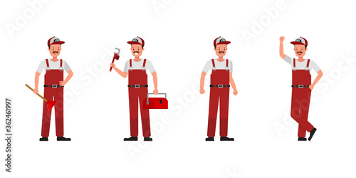Plumber Man character vector design. Presentation in various action.