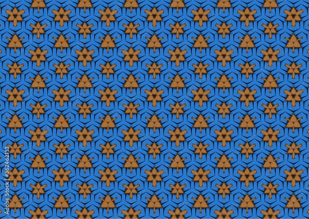 seamless blue pattern with yellow triangles