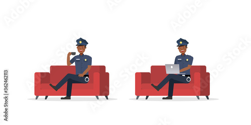 Policeman working character vector design.