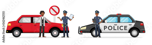 Policeman working character vector design.
