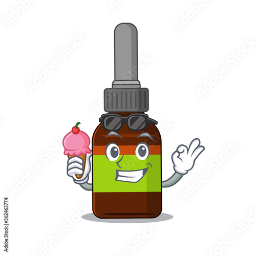 A Caricature design concept of liquid bottle with cone ice cream