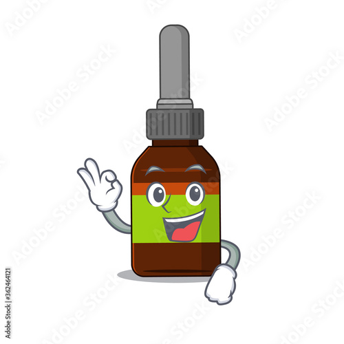 Liquid bottle cartoon mascot design with Okay finger poses