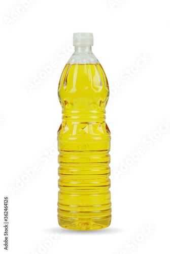 Cooking oil bottle isolated on white.
