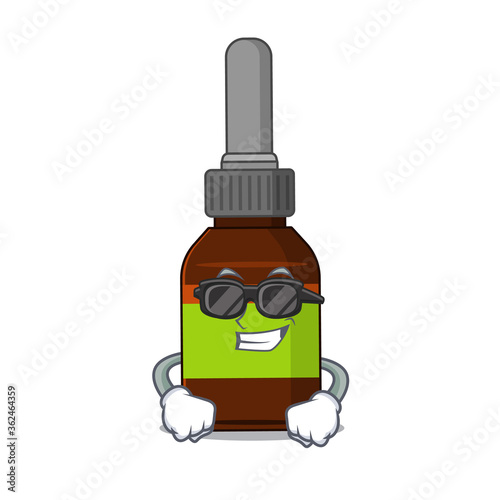 Fabulous liquid bottle cartoon character wearing classy black glasses
