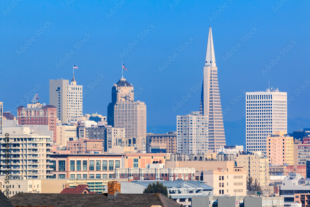 San Francisco downtown financial district cityscape skyline circa 2015