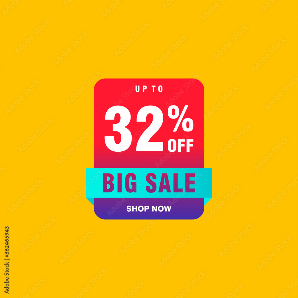 32 discount, Sales Vector badges for Labels, , Stickers, Banners, Tags, Web Stickers, New offer. Discount origami sign banner