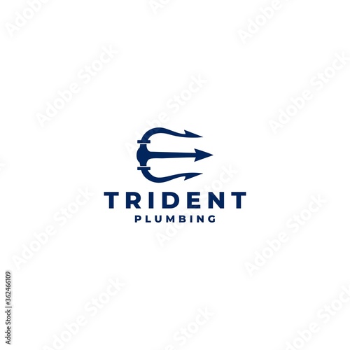 E Trident Plumbing Logo Design Vector