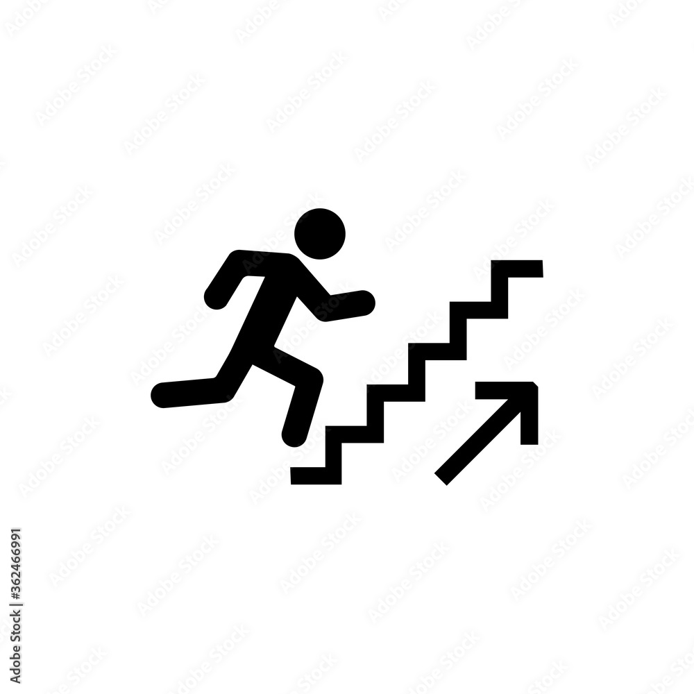 Man stairs icon. For web, business, finance and communication. Businessman run on graph, Business concept growth and the path to success and earning Man stairs icon. For web, business, finance and communication. Businessman run on graph, Business concept growth and the path to success and earning