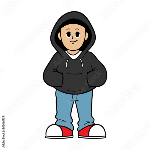 Vector Boy Wearing Hoodie Character Illustration