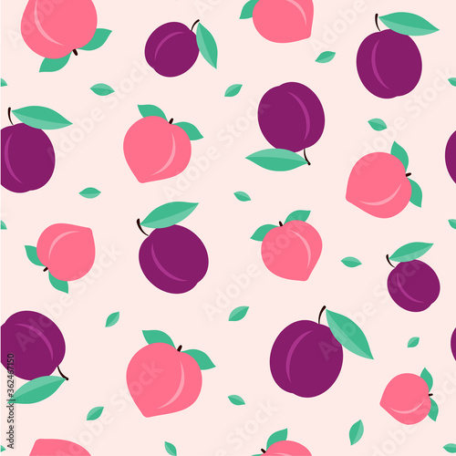 Cute Peach and Plum Seamless Pattern