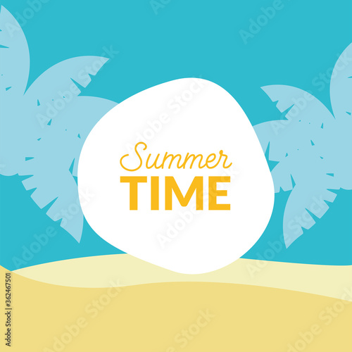 Palm trees with sand circle vector design