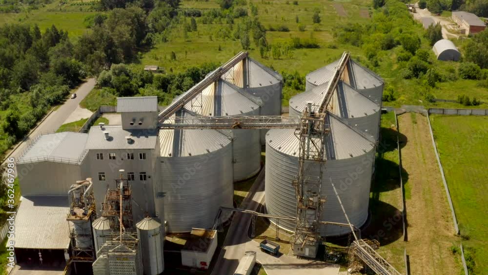 Grain elevator. View top,4k video from the drone. Grain elevator. View top,4k video from the drone.