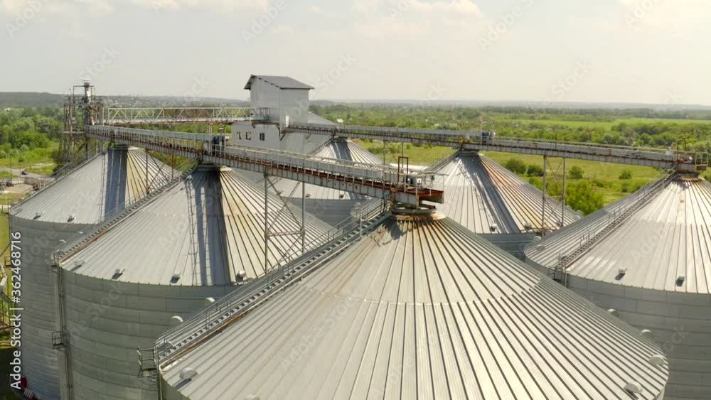 Grain elevator. View top,4k video from the drone. Grain elevator. View top,4k video from the drone.