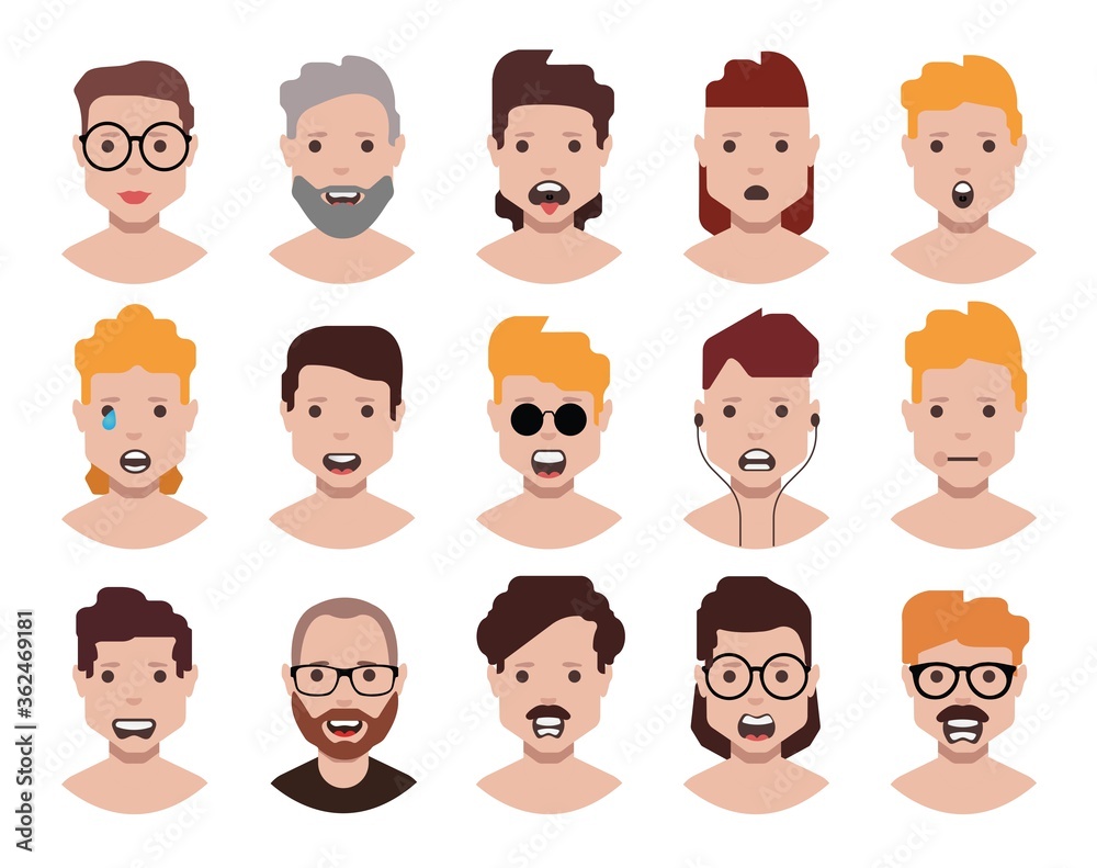 User avatars, avatars with empty faces and heads for social network ( Male and female faces ) User avatars, avatars with empty faces and heads for social network ( Male and female faces )
