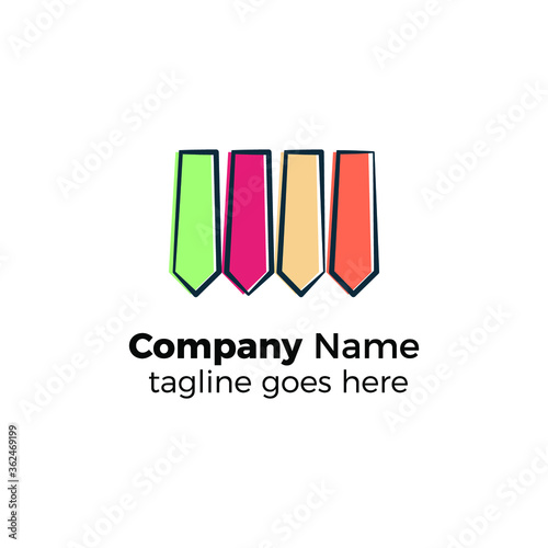 colorful necktie logo design icon vector illustration simple line