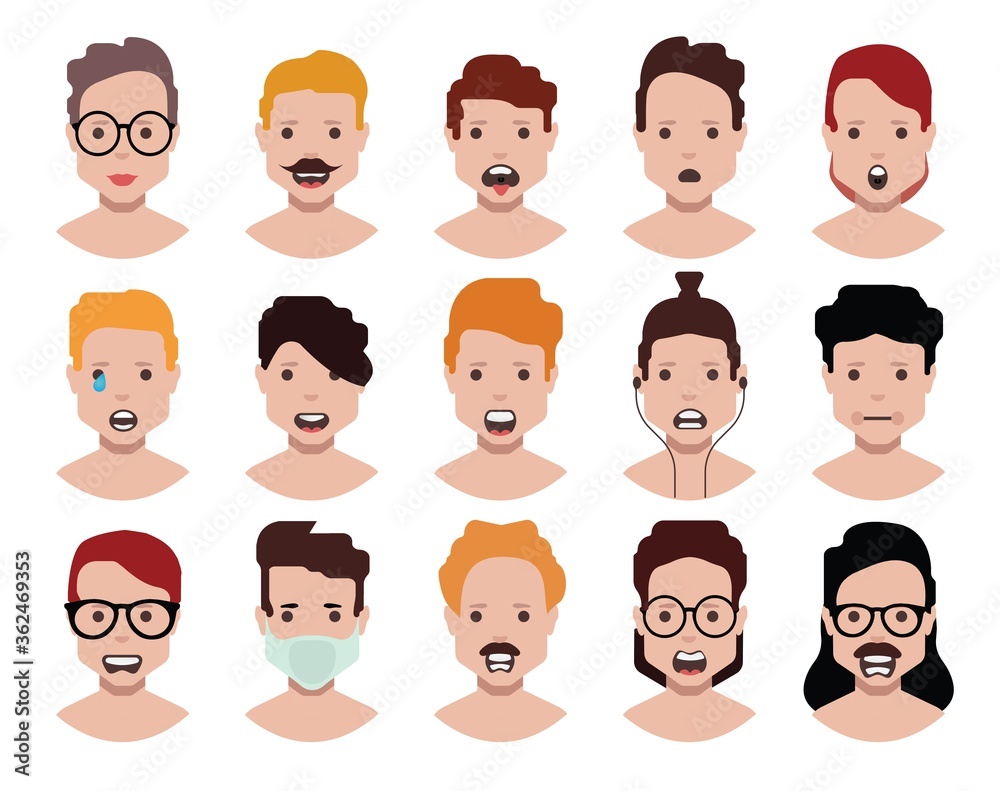 User avatars, avatars with empty faces and heads for social network ( Male and female faces ) User avatars, avatars with empty faces and heads for social network ( Male and female faces )